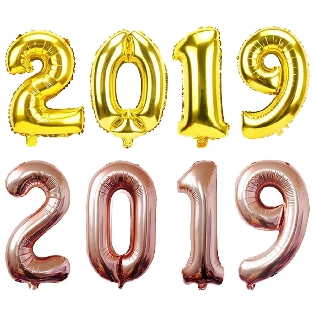 

Behogar 16 inch 2019 Number Foil Balloons for Happy New Year Eve Festival Graduation Event Christmas Party Decorations