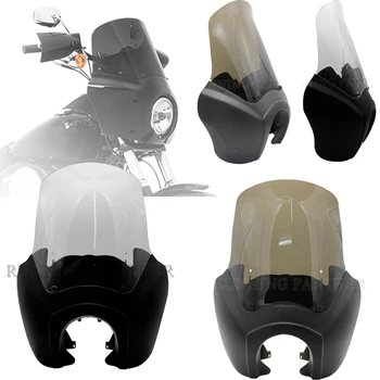 

Motorcycle Headlight Mask w/Smoke Windshield Retro Matte Black Front Fairing Hardware Kit For Harley Dyna FXDXT T-Sport HD 87-17