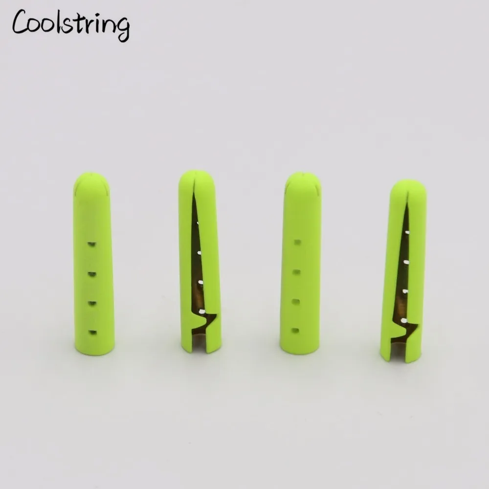 Coolstring New 4pcs/set 4.0x23mm Fluorescent Yellow Orange Painting Metal Tips For Shoelace Drawstring Clothing DIY Accessories