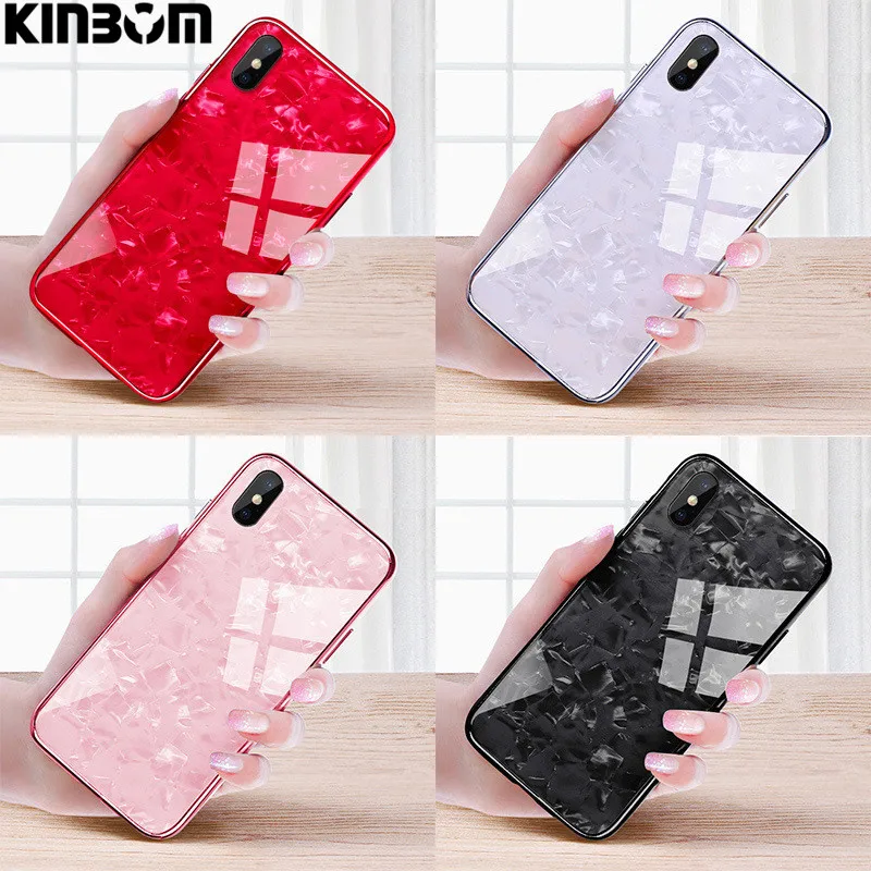 KINBOM для Iphone 6 6s 7 8 плюс Стекло чехол корпуса мобильного телефона мягкий из ТПУ +