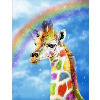 

Diamond Embroidery Full Drill Diamond Painting Giraffe Rainbow Pattern 5D DIY Needlework Cross Stitch Mosaic Wall Stickers