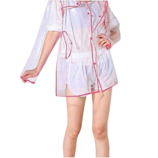 HGHO-FASHION женский прозрачный плащ из ЭВА, водонепроницаемый дождевик для путешествий, розовый, красный, 100 см