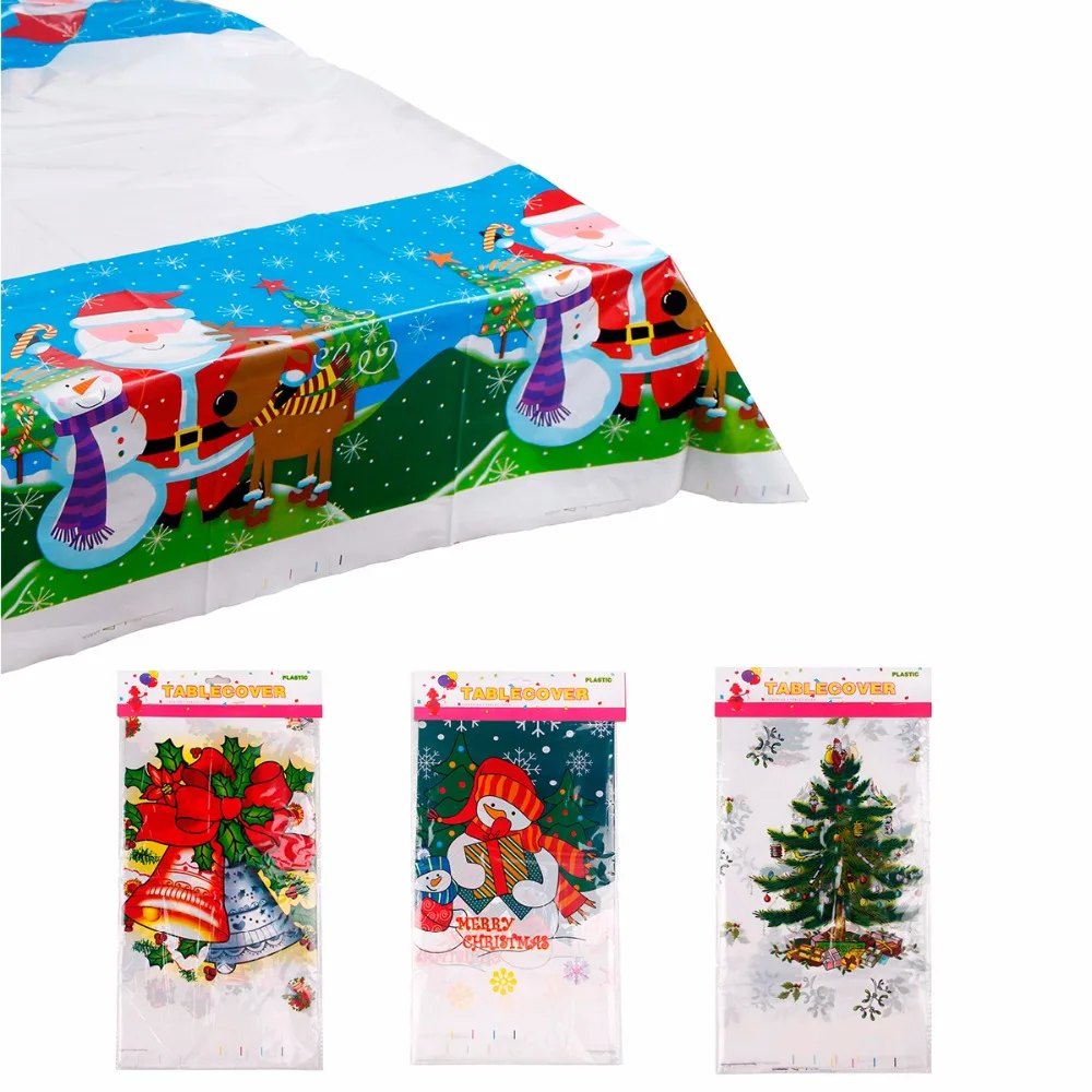 

FENGRISE 110x180cm PVC Tablecloth Table Decoration for Christmas Decor Table Cover Christmas Decoration Navidad Supplies