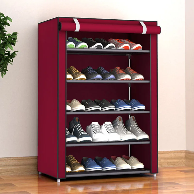 Шкаф для хранения обуви для защиты обуви от пыли, полка, органайзер, нетканый материал, большие, средние, маленькие стеллажи для обуви, полка для дома, спальни - Цвет: 6 layer red