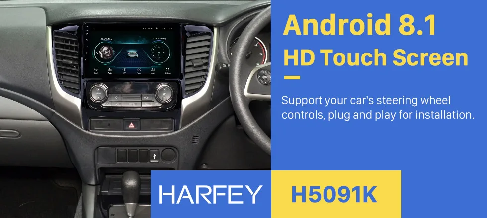 Harfey 9 дюймов Android 8,1 Bluetooth радио для Mitsubishi TRITON Авто A/C с gps навигацией USB поддержка Carplay SD 3g wifi