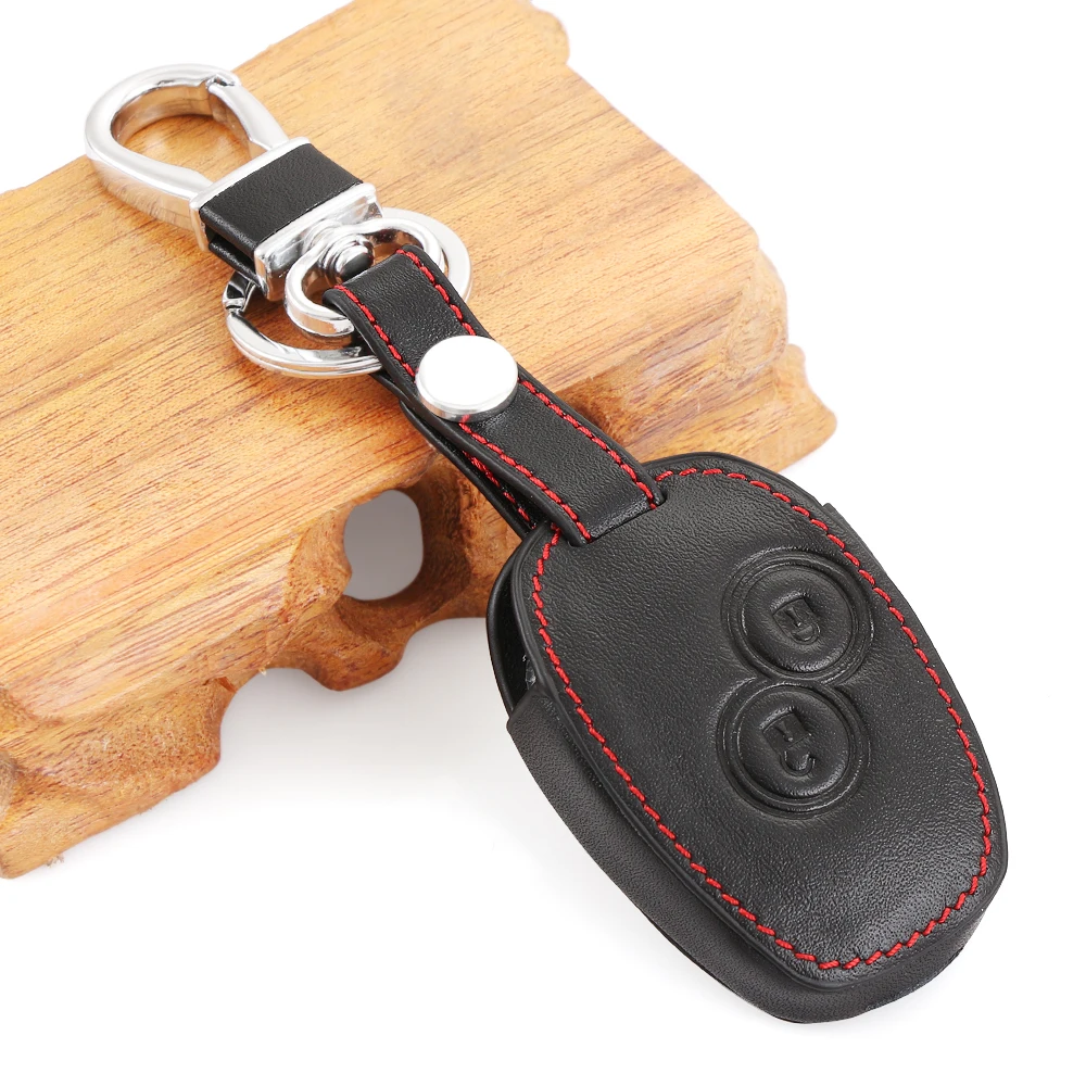 

Genuine Leather Car Key Case For Renault 2 button Clio Scenic Megane Duster Sandero Captur Twingo Modus Remote Control Cover