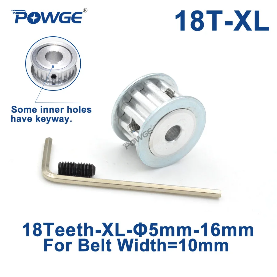

POWGE 18 Teeth XL Timing pulley keyway Bore 5/6/6.35/7/8/10/12/12.7/14/15/16mm for width 10mm XL Synchronous Belt 18teeth 18T
