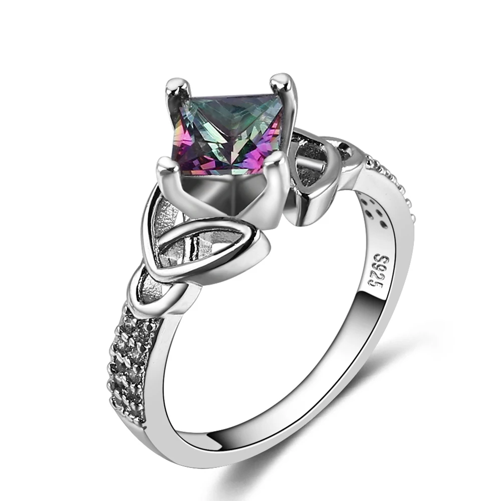 Bague Ringen, новинка, модное серебро 925, ювелирное изделие, радуга, огонь, мистик, топаз, кольца для женщин, винтажные, юбилейные, вечерние, хорошее ювелирное изделие, подарок