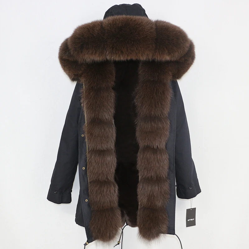 

Winter Jacket Women Casual 2019 Real Fox fur Coat Long Parka Natural Fox Fur Hood Brand Parkas Thick Warm Streetwear Detachable