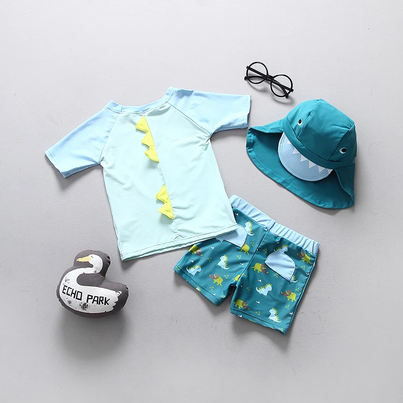 Separado do Teste Padrão do Dinossauro do Menino Upf50 plus Anti uv 2018 do Bebê Meninos da Criança Maiô Swimwear Crianças Maiô Beachwear Protetor Solar 14 baby swimsuit