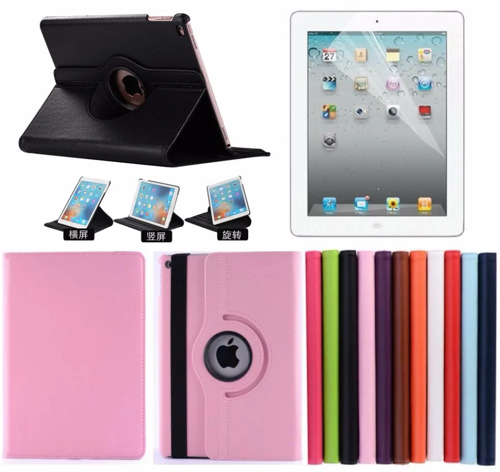 Gligle 360 Rotation stand leather case cover for iPad 2/3/4 tablet protective 1pcs/Lot +screen film+touch pen Free shipping | Компьютеры и