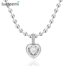 LUOTEEMI Heart Pendant Necklace Luxury Cubic Zirconia Crystal Micro Paved Fashion Jewelry for Women Love Valentines Gift
