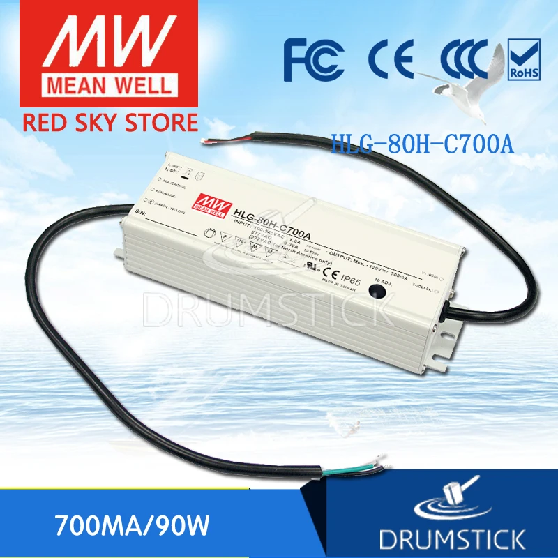 

MEAN WELL HLG-80H-C700B 84V ~ 129V 700mA meanwell HLG-80H-C 90.3W LED Driver Power Supply B Type