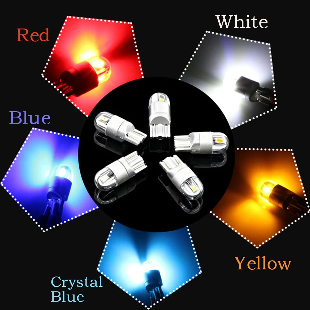 5pcs/lot T10 W5W 194 Car Led Signal Light Bulb White Red Bule Yellow
