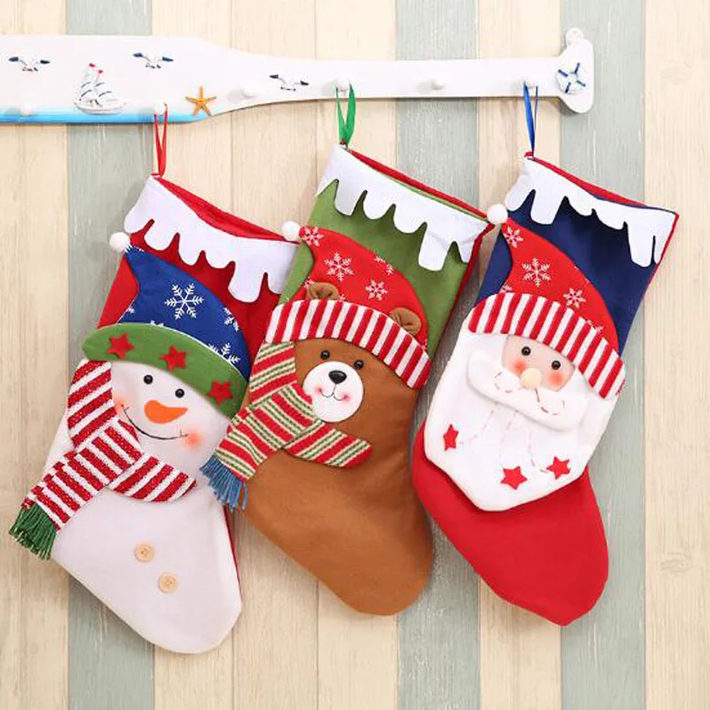 

Christmas Stockings Santa Claus Sock Gift Kids Candy Bag Xmas Noel Christmas Decorations for Home Christmas Tree Ornaments
