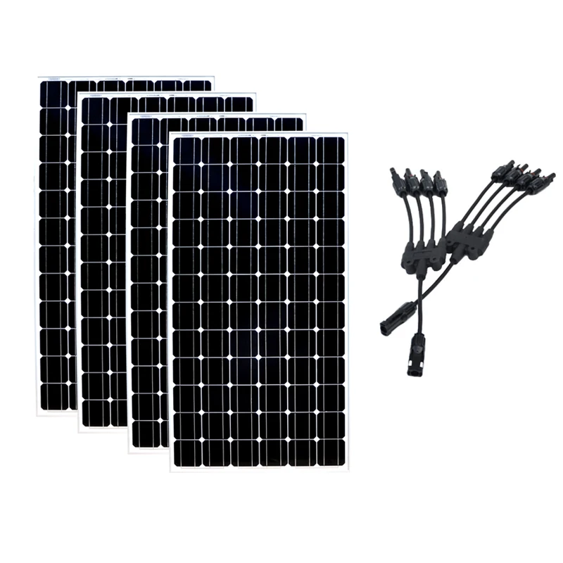 

20% Efficiency Solar Panel 24v 200w 4 Pcs Solar Battery Charger 4 in 1 Connector Solar Home System Motorhome Rv Caravan