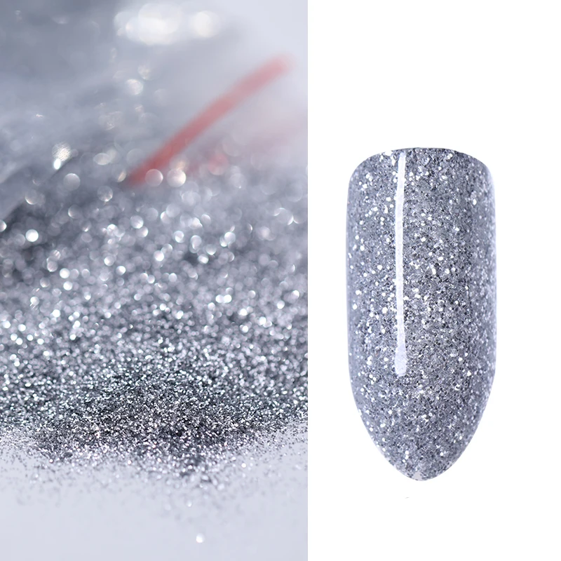 

10g Nail Glitter Powder Dust Shiny White Black Gold Silver Flakes Pigment Gel Nail Polish Sequins for Nail Art Decoration