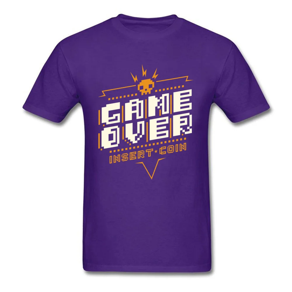 Game Over T Shirts Fitted Short Sleeve Geek 100% Cotton Fabric O-Neck Men Tops & Tees Printed T-shirts Summer Free Shipping Game Over purple