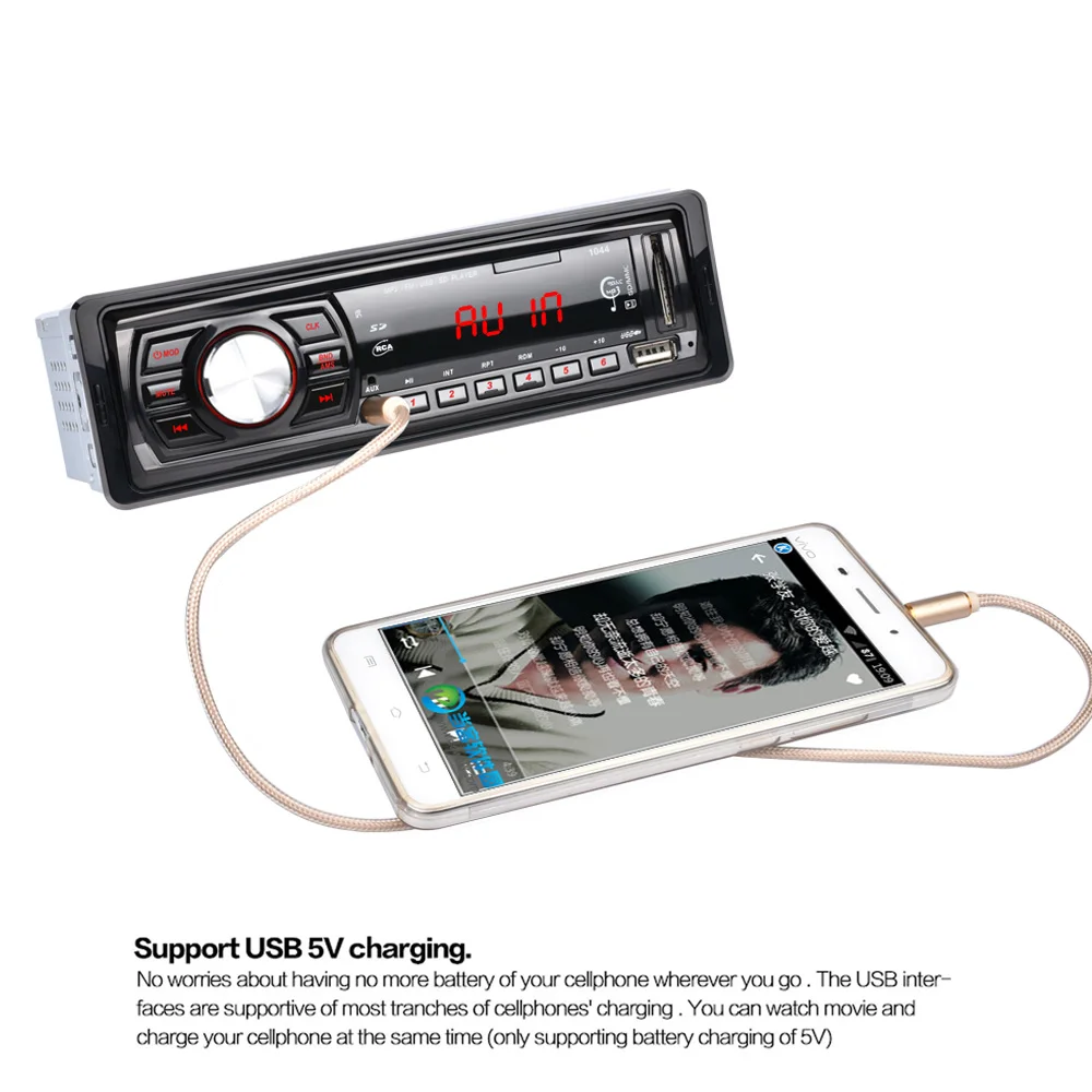 In-Dash FM Car Input Receiver Stereo 50W x 4 LCD Display SD USB MP3 WMA Radio Player New Arrival
