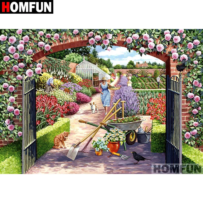 

HOMFUN Full Square/Round Drill 5D DIY Diamond Painting "Garden Farm" Embroidery Cross Stitch 5D Home Decor Gift A07278