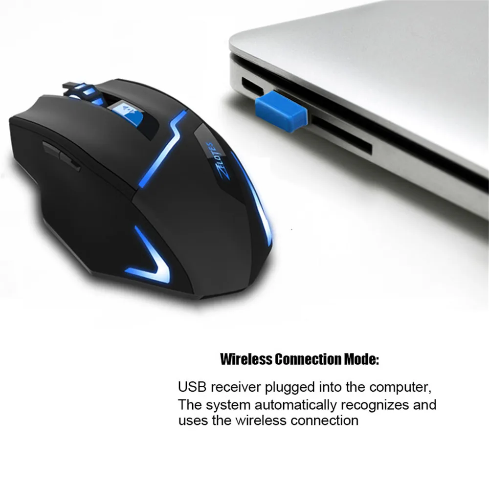 ZELOTES F-16 Wireless Gaming Mouse 2.4GHz Optical 2400 DPI Game Mice (11)