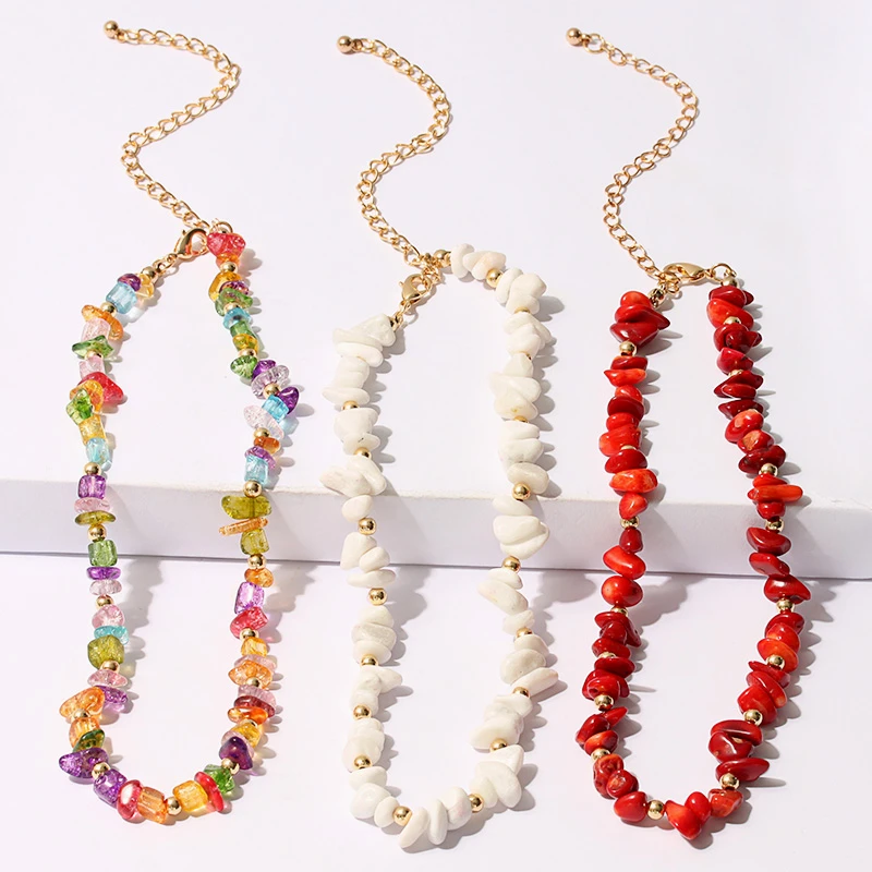 KOMi de piedras semipreciosas para mujer, gargantilla de naturales de de colores bohemios, joyería a la moda|Collares tipo gargantilla| - AliExpress