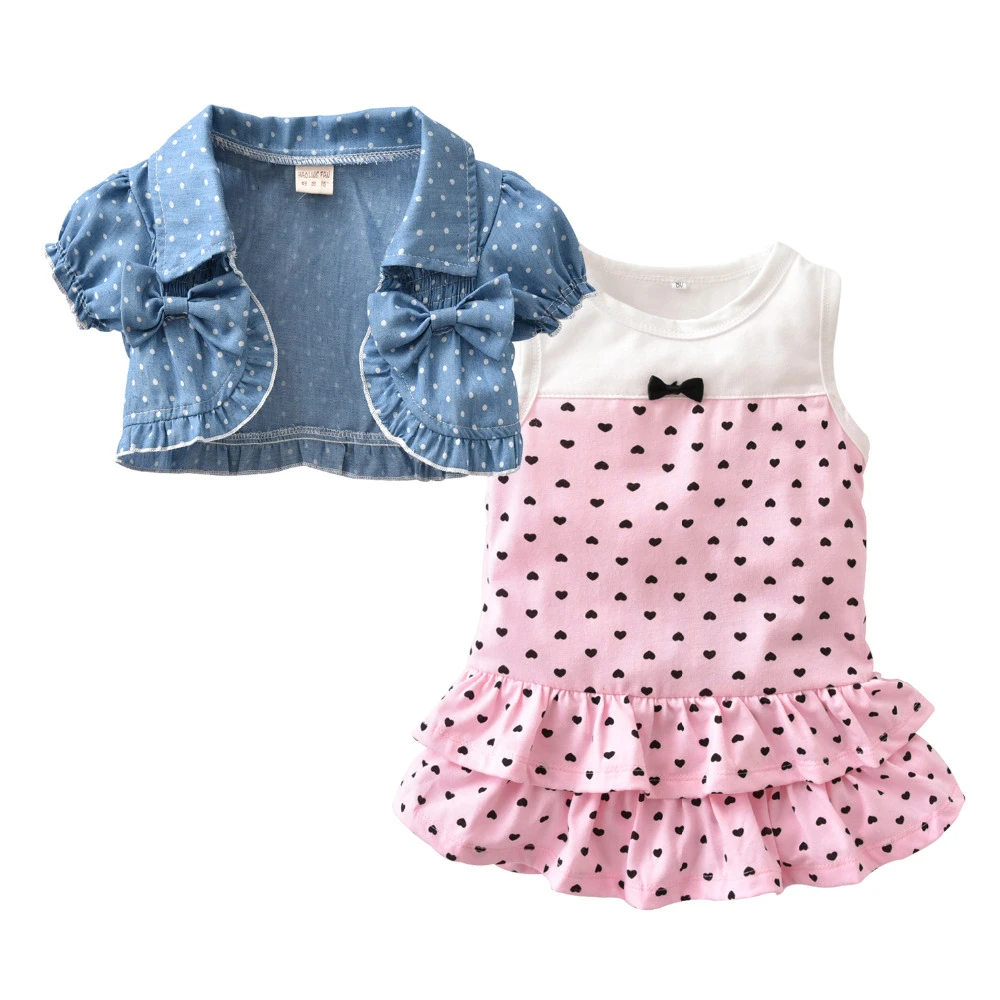 pink dress with black spots