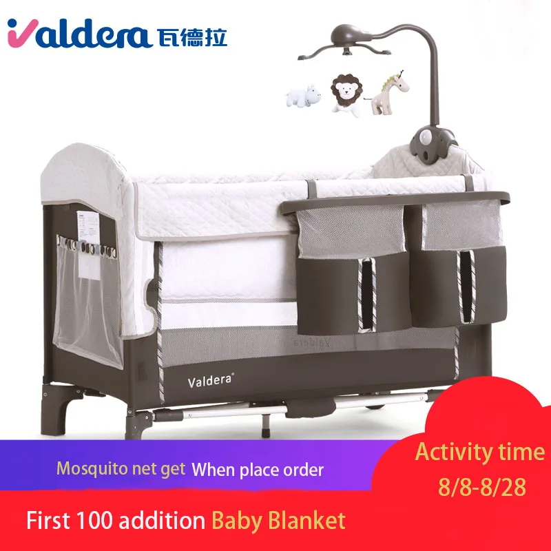  VALDERA foldable crib multi-function splicing large bed portable baby travel bed