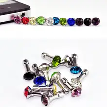 Сверкающий цветной бриллиант, 3,5 мм, разъем для наушников, с отверстием, пылезащитная заглушка, Универсальные наушники для мобильного телефона, для Iphone, Xiaomi