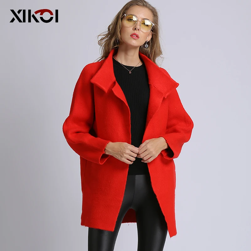 XIKOI 2019 женский длинный свитер с карманами кардиганы однотонный кардиган вязанный