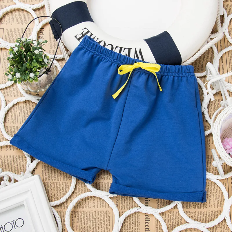 Для маленьких мальчиков летняя одежда для девочек хлопковые шорты; мягкие и удобные для малышей однотонные штанишки для малышей детская одежда C130 - Цвет: Blue