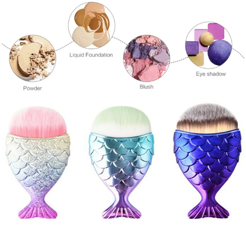 1Pcs Cute Fish scales Foundation Power Makeup Brush Contour Blush Fish
