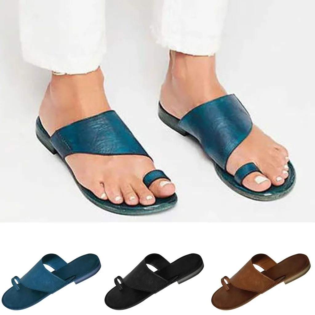 Новинка года; женские Летние вьетнамки в римском стиле; летние пляжные сандалии на плоской подошве с Т-образным ремешком; сандалии с открытым носком; Zapatillas casuales para mujer