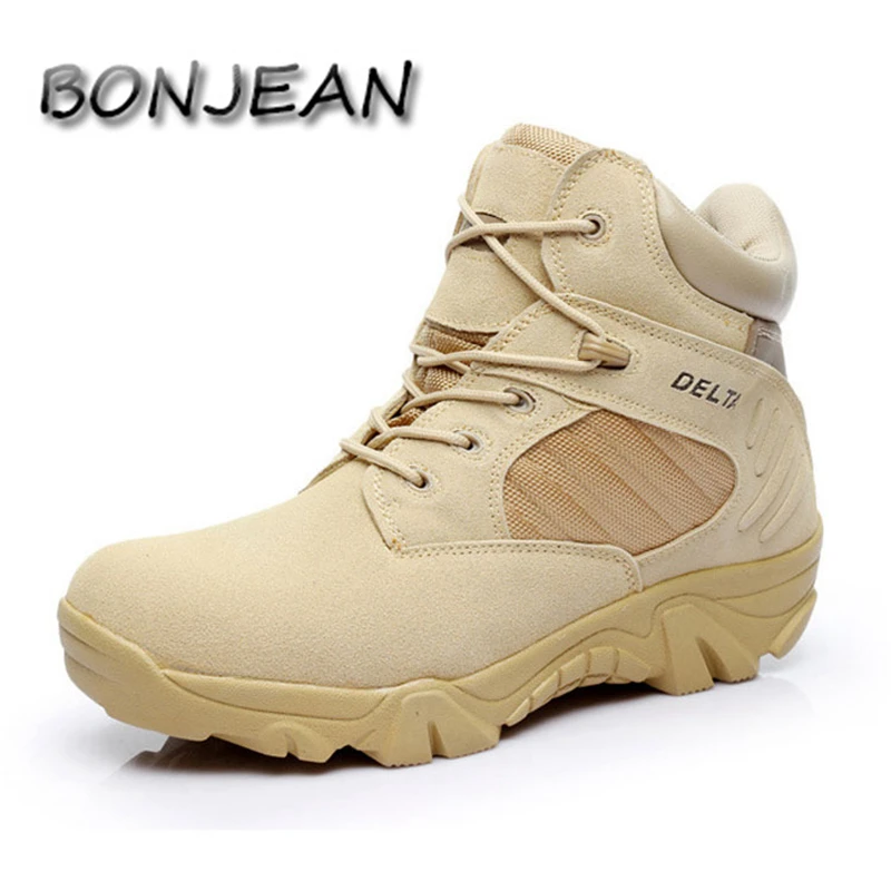 

Autumn Winter Men Military Boots Genuine Cow Leather Waterproof Tactical Desert Combat Ankle Boot Men's Army Work Shoes Bottes