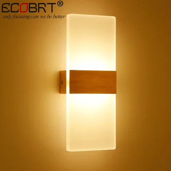 ECOBRT Modern 6W LED Wall Lights Bathroom Lighting High Quality Aluminum Base Acrylic Square Wall Lamps in Bedroom Living Room