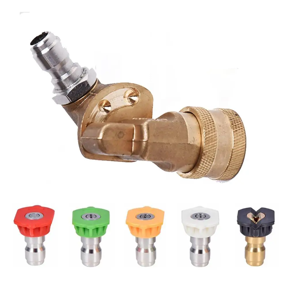 

LaLeyenda 6Pcs 1Pcs Quick Connecting Pivoting Coupler 90 degree + 5Pcs Pressure Car Washer Spray Nozzle 1/4''quick plug 4000psi