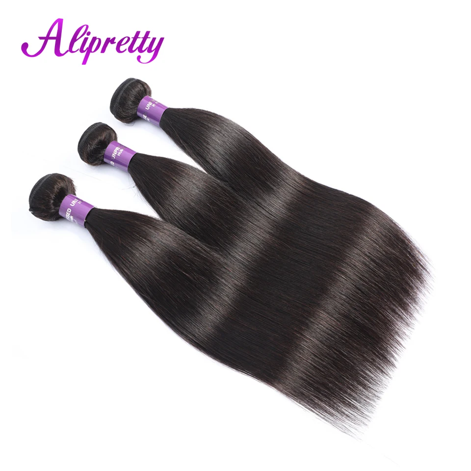 Alipretty волосы Малайзии прямых человеческих волос Weave Связки 1/3/4 шт натуральный Цвет non-реми Пряди человеческих волос для наращивания могут