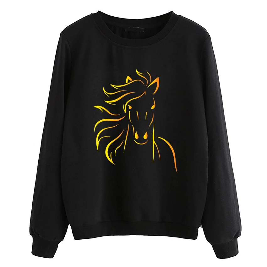 

2019 funny design Horse printed pullover women long sleeve fleece hoodies sportswear hip-hop tracksuit harajuku sweatshirt femme