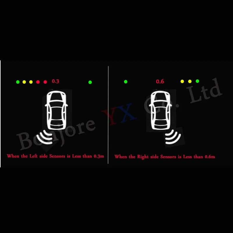 Koop Koorinwoo Parktronic LCD Monitor Kleurrijke Parkeer Sensor 4 Radars Zoemer Auto Detector Backlights Alert Indicator Zwart Wit