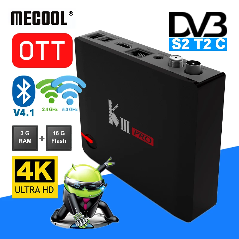 MECOOL 1600KIII برو Amlogic S912 تي في بوكس أندرويد 3 GB 16 GB DVB-S2 DVB-T2 DVB-C فك + كي برو كيى الموالية التلفزيون مربع Amlogic S905D 2G 16G