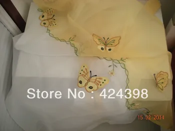 

Wholesale balloon curain coffee curtain The butterfly embroidered kitchen curtains sheer curtain tulle for windows 140*140cm