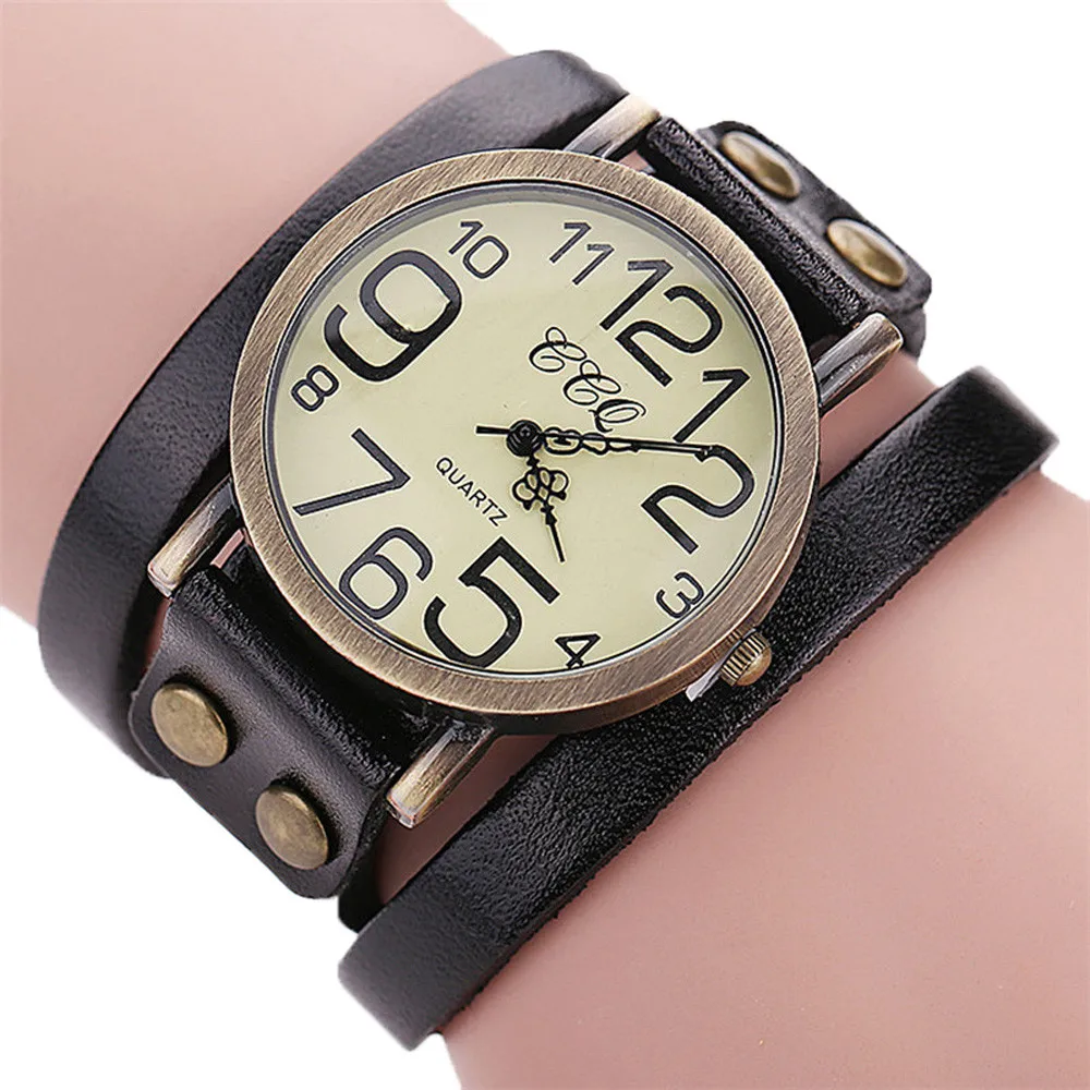 

CCQ Brand Women watches Fashion Vintage Cow Leather Bracelet Watch Men ladies Quartz Wrist watch clock kol saati curren A75