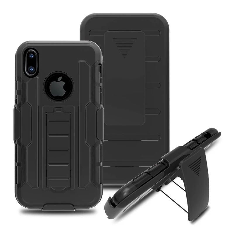 Tpu+PC Rugged Heavy Duty Kickstand Hybrid Cover For iPhone X Swivel Belt Clip Holster Future