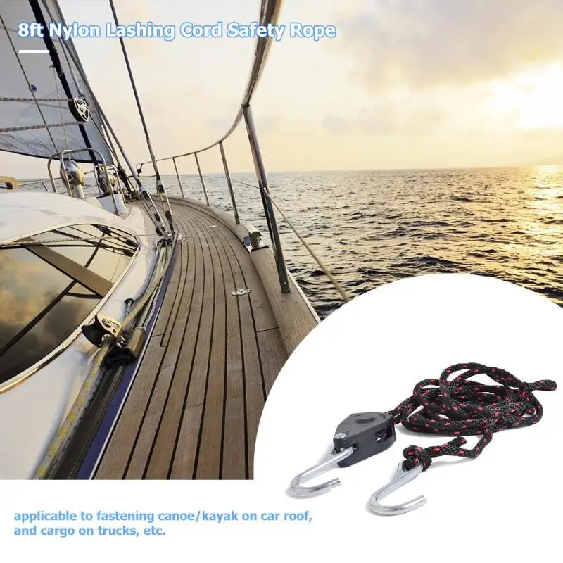 8ft النايلون جلد الحبل حبل إنقاذ مع السنانير ل سقف السيارة كاياك شاحنة البضائع السيارات السيارة ثابتة أداة كيت حبل إنقاذ كابل MGO3