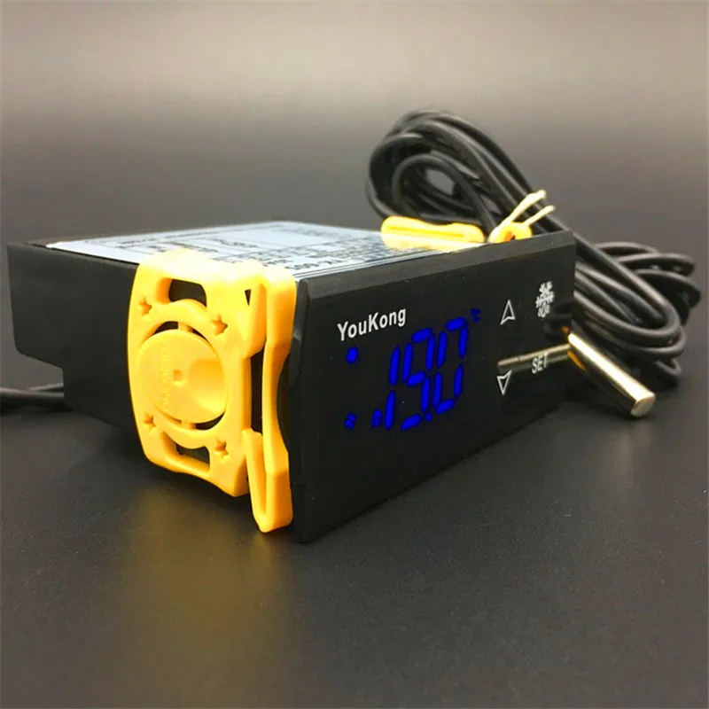 12~ 220 В переменного тока цифровой термометр регулятор температуры мини-термостат с функцией холодильного размораживания звуковой сигнал вентилятора и 2 датчика
