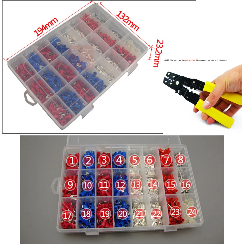 Najtaniej Narzędzie do zaciskania przewodów Cutter Crimper Stripper z 1000 sztuk wstępnie izolowane zaciski zestaw Kit
