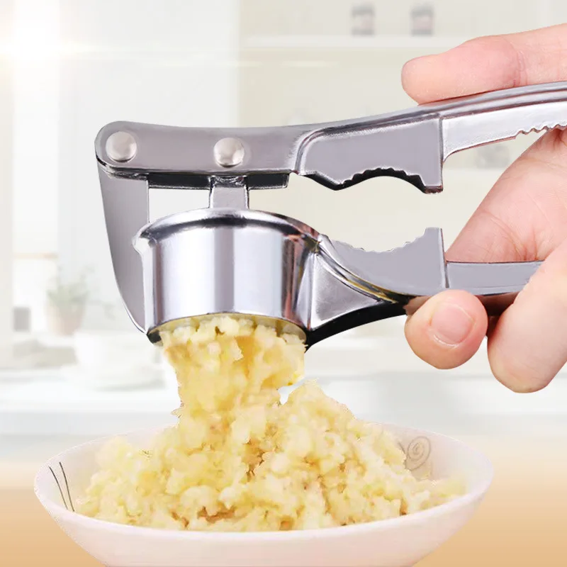 

4in1 Stainless Steel Alloy Crusher Kitchen Round Extrusion Tool Garlic Press Fruit and Vegetable Cooking Tools