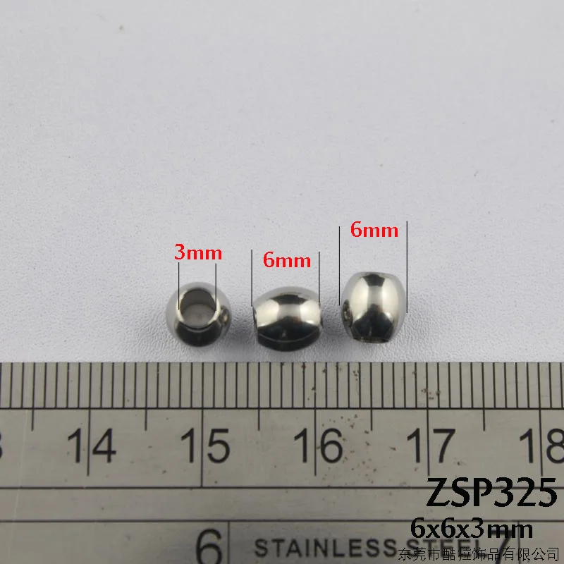 

3mm hole 6mm oval smooth stainless steel beads jewelry DIY accessories parts 100pcs ZSP325