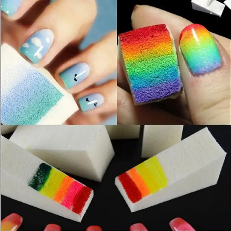 

8pcs New Woman Salon Nail Sponges for Acrylic Makeup Manicure Nail Art Accessory Gradient Tips DIY