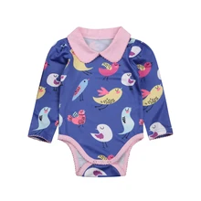 Emmaaby/боди для новорожденных девочек; боди с воротником и изображением птиц; пляжный костюм для детей от 0 до 18 месяцев